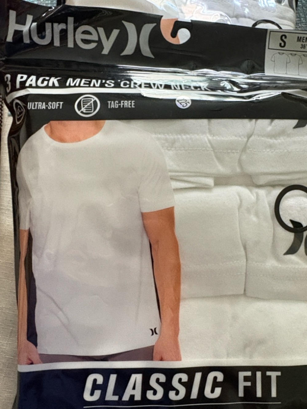 New 2 Packs Hurley Men’s Classic Fit White Crew Neck T-Shirts  2- 3 Packs